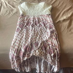 Strapless Lacey top hi low dress